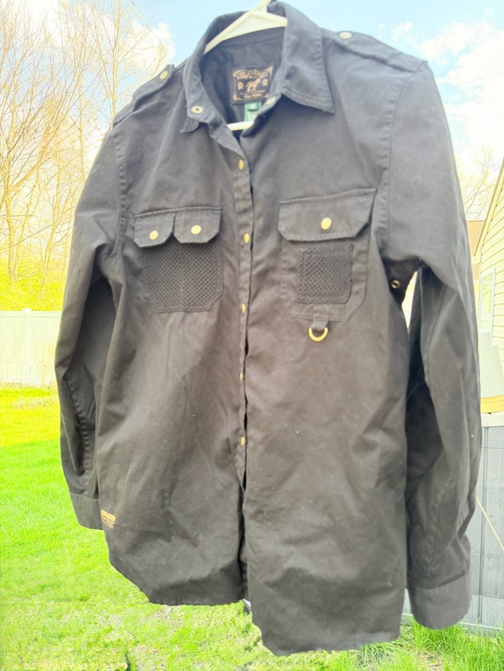 Ralph Lauren Black Utility Button-Down Shirt with Brass Snaps - Picture 11 of 16